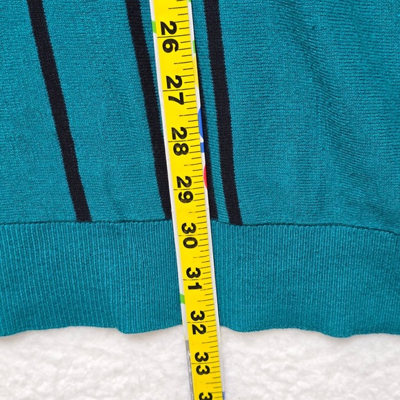 Shaquille‎ O'Neal Mens Polo Shirt XLG Teal Black Striped Short Sleeve Zip - Picture 10 of 12